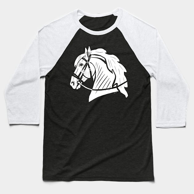 White horse head Baseball T-Shirt by Shyflyer